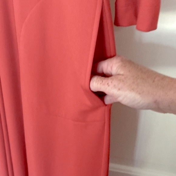 Tailored Maxi Dress in Gorgeous Orange Long Sleeves + Pockets Fit + Flare EUC - Picture 7 of 12